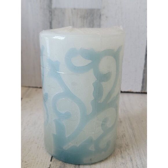 Pier 1 Imports candle pillar cornflower spring Easter decor purple swirl - Picture 2 of 6